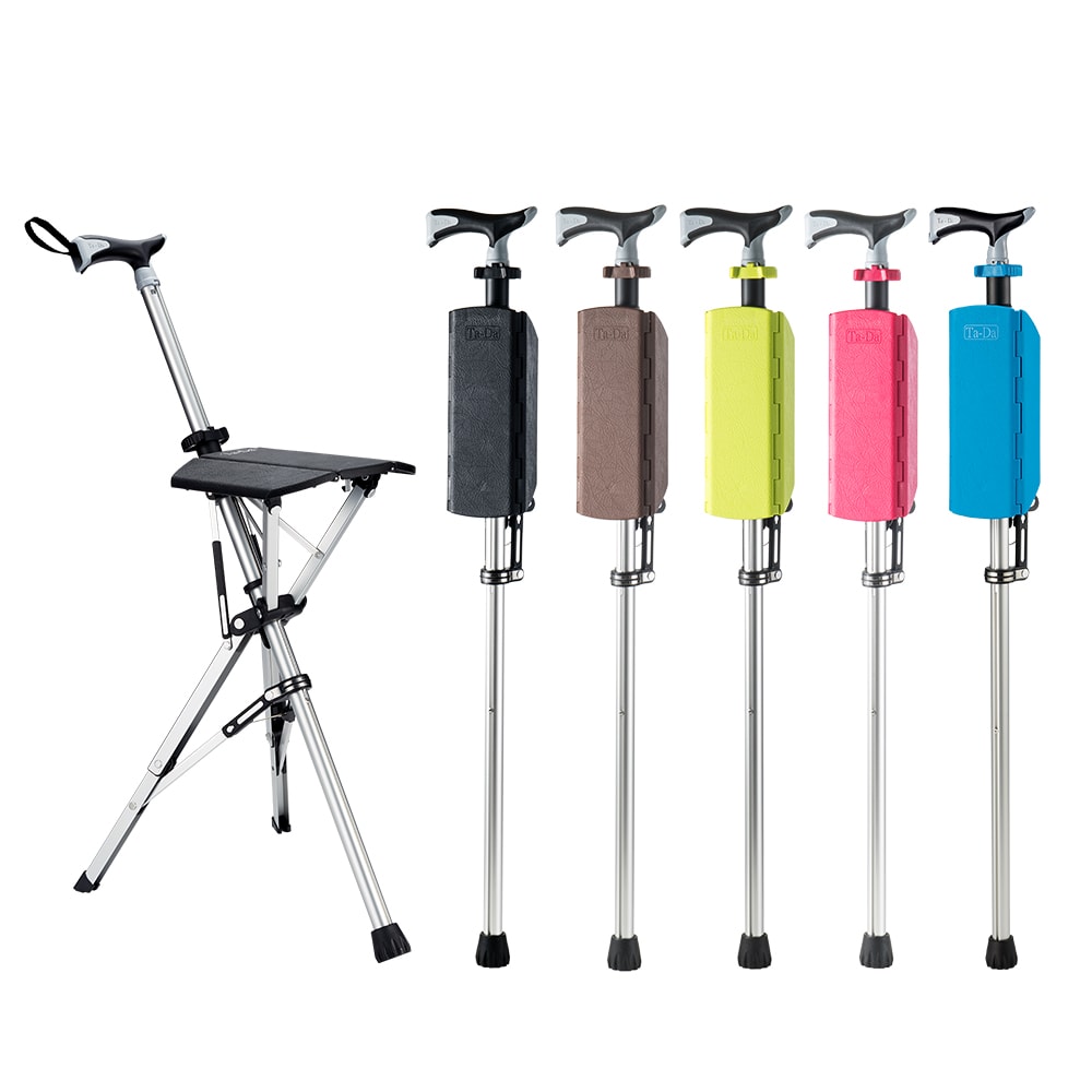 【Ta-Da 泰達】藥局熱賣 ❰免運❱ 泰達隨身椅 全新第二系列自動手杖椅 登山杖釣魚椅 戶外柺杖椅 可折疊座杖 登山助力杖 坐式健走杖
