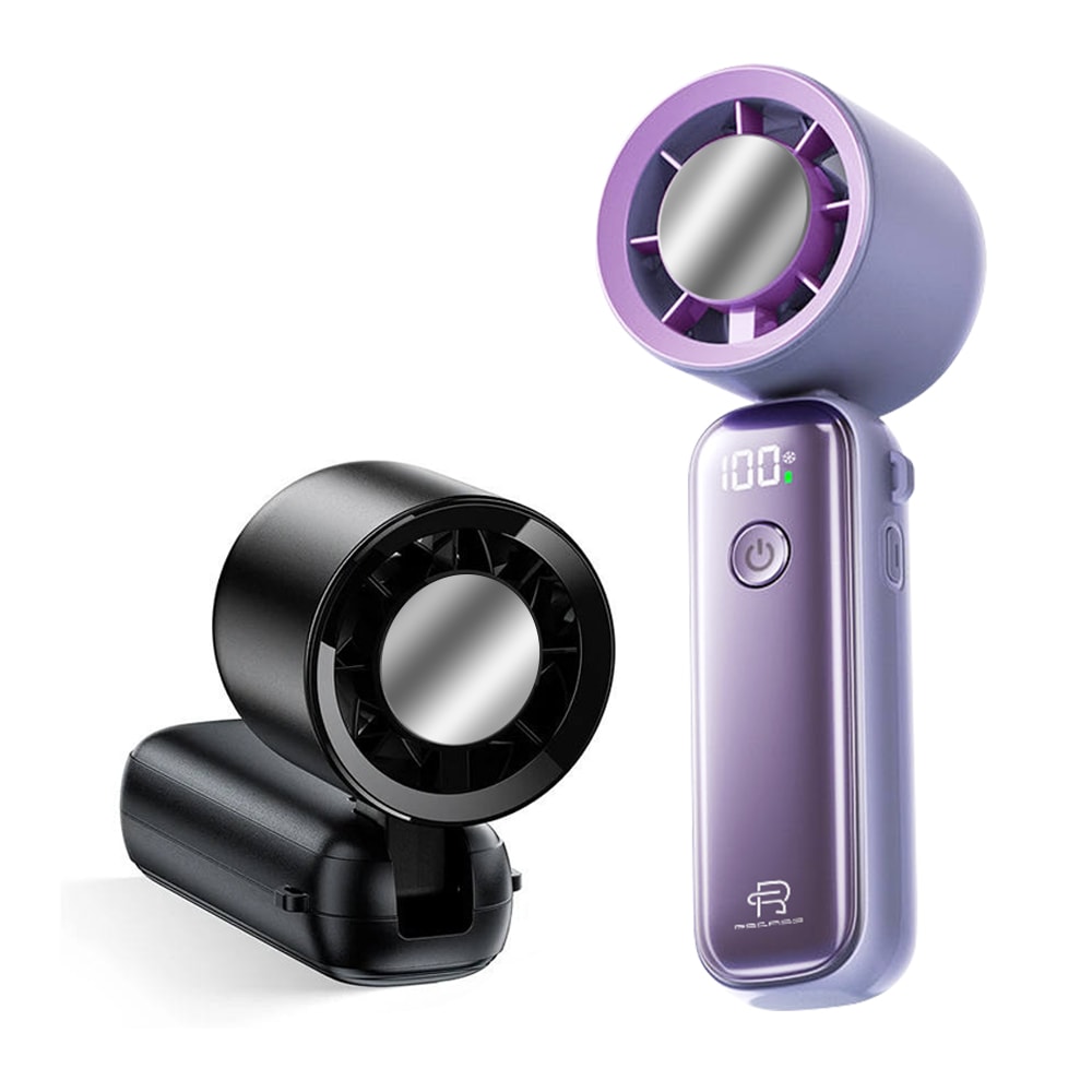 【MINIQ】RSCASE 極光系列 手持製冷冰敷風扇 數位顯示 無段式調節/風扇頭可彎折/附掛繩