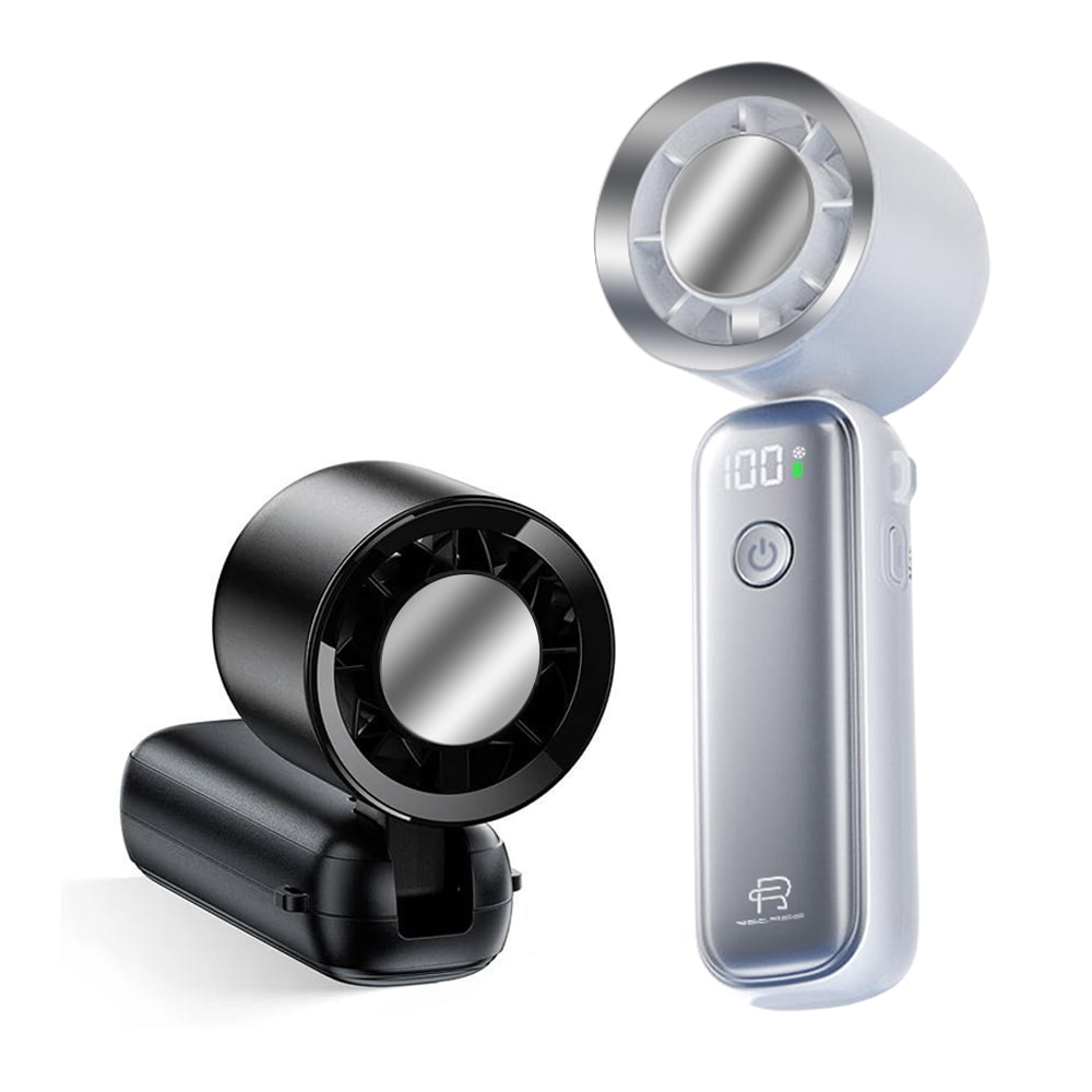 【MINIQ】RSCASE 極光系列 手持製冷冰敷風扇 數位顯示 無段式調節/風扇頭可彎折/附掛繩