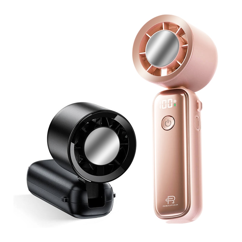 【MINIQ】RSCASE 極光系列 手持製冷冰敷風扇 數位顯示 無段式調節/風扇頭可彎折/附掛繩