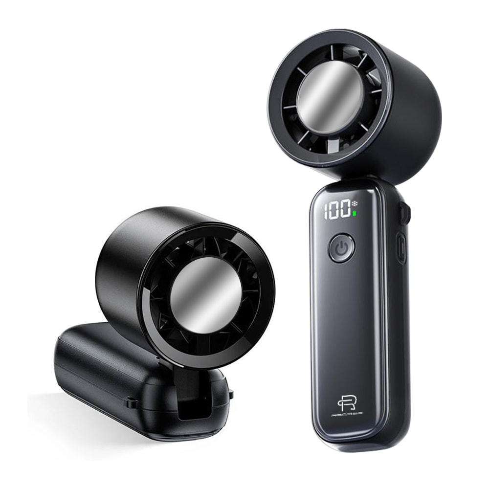 【MINIQ】RSCASE 極光系列 手持製冷冰敷風扇 數位顯示 無段式調節/風扇頭可彎折/附掛繩