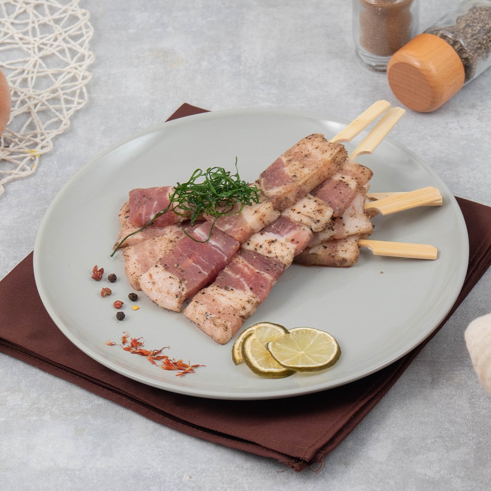 【巧食家】國產五花豬肉串X4包 共20串 (烤肉串 200g/5串/包)