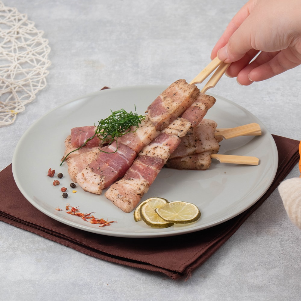 【巧食家】國產五花豬肉串X4包 共20串 (烤肉串 200g/5串/包)