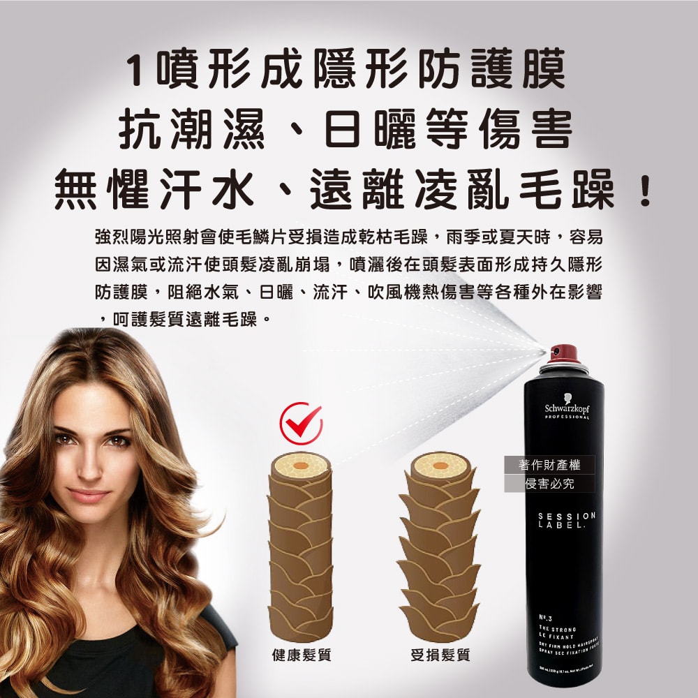 【Schwarzkopf 施華蔻】黑魔髮記憶塑型蓬鬆空氣感持久美髮定型噴霧-3號300ml/黑罐(黑颶風專業沙龍,扁塌髮救星,耐汗造型髮膠,防熱防曬護髮液)