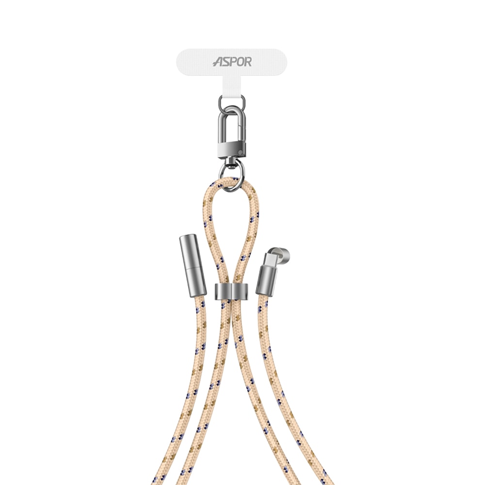 【ASPOR】3IN1潮流小物編織掛繩 100W快充 USB-C to USB-C 傳輸充電線 附墊片(180cm)