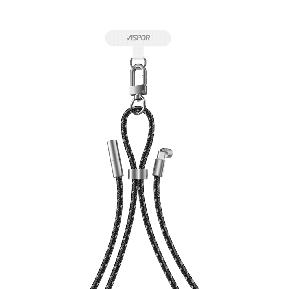 【ASPOR】3IN1潮流小物編織掛繩 100W快充 USB-C to USB-C 傳輸充電線 附墊片(180cm)