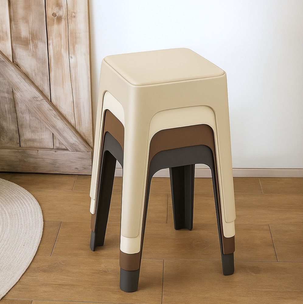 【AOTTO】莫蘭迪貓抓皮加厚疊加方形椅凳-4入