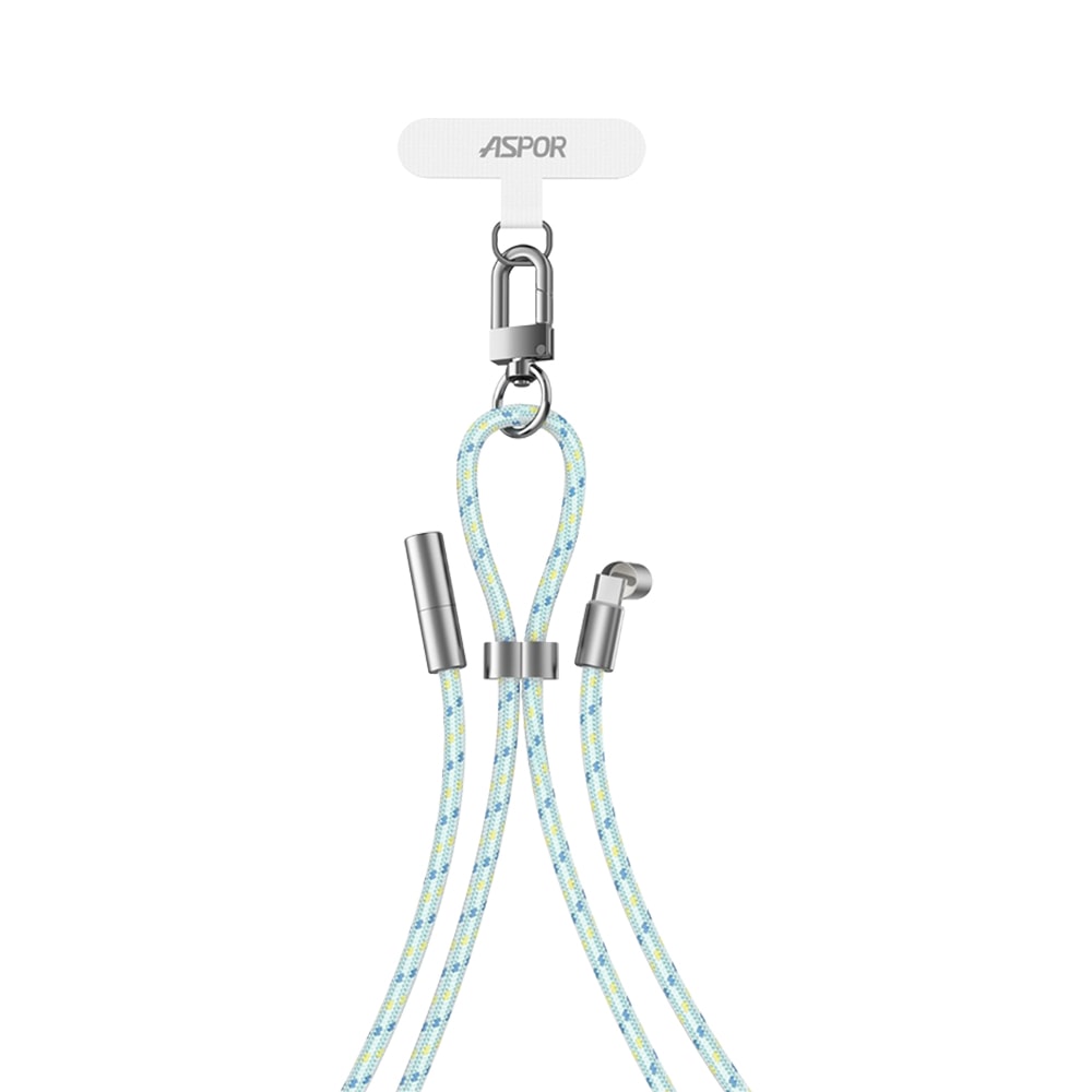 【ASPOR】3IN1潮流小物編織掛繩 100W快充 USB-C to USB-C 傳輸充電線 附墊片(180cm)