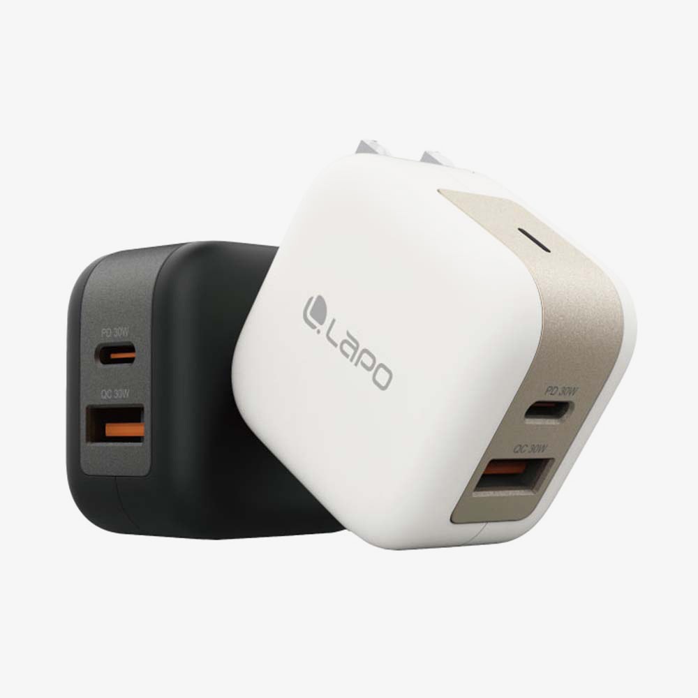 【LaPO】30W 氮化鎵2口極速充電 充電器 充電頭 快充33W氮化鎵GaN雙孔充電器 USB-A+Typec(Lch30)