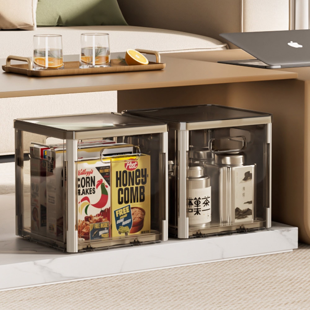 【AOTTO】透明極簡風可堆疊收納箱(半透明玩具/藥品/日用品整理盒)