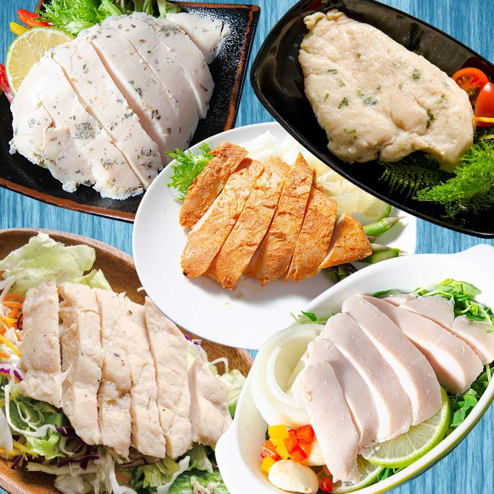 【鮮綠生活】(免運組)舒肥雞胸肉100克/包,5種口味(原味/日式椒鹽/台式香蔥/義式香草/紐澳良) 組合共20包