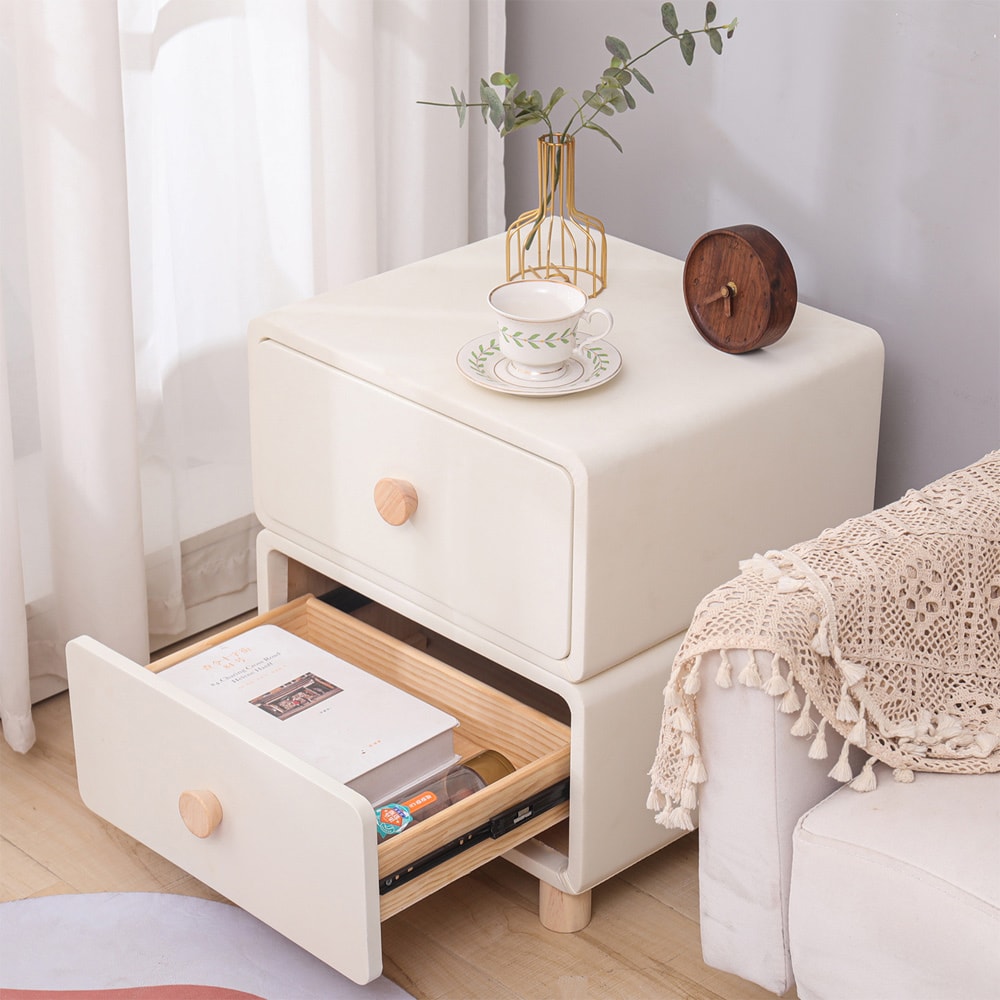 【AOTTO】簡約風免安裝實木雙層床頭櫃(收納櫃 抽屜櫃 置物櫃)