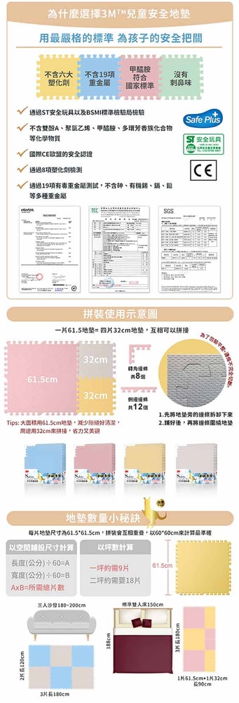 【3M】9935E 安全防撞地墊-乾燥玫瑰(61.5CM)(4片/包)