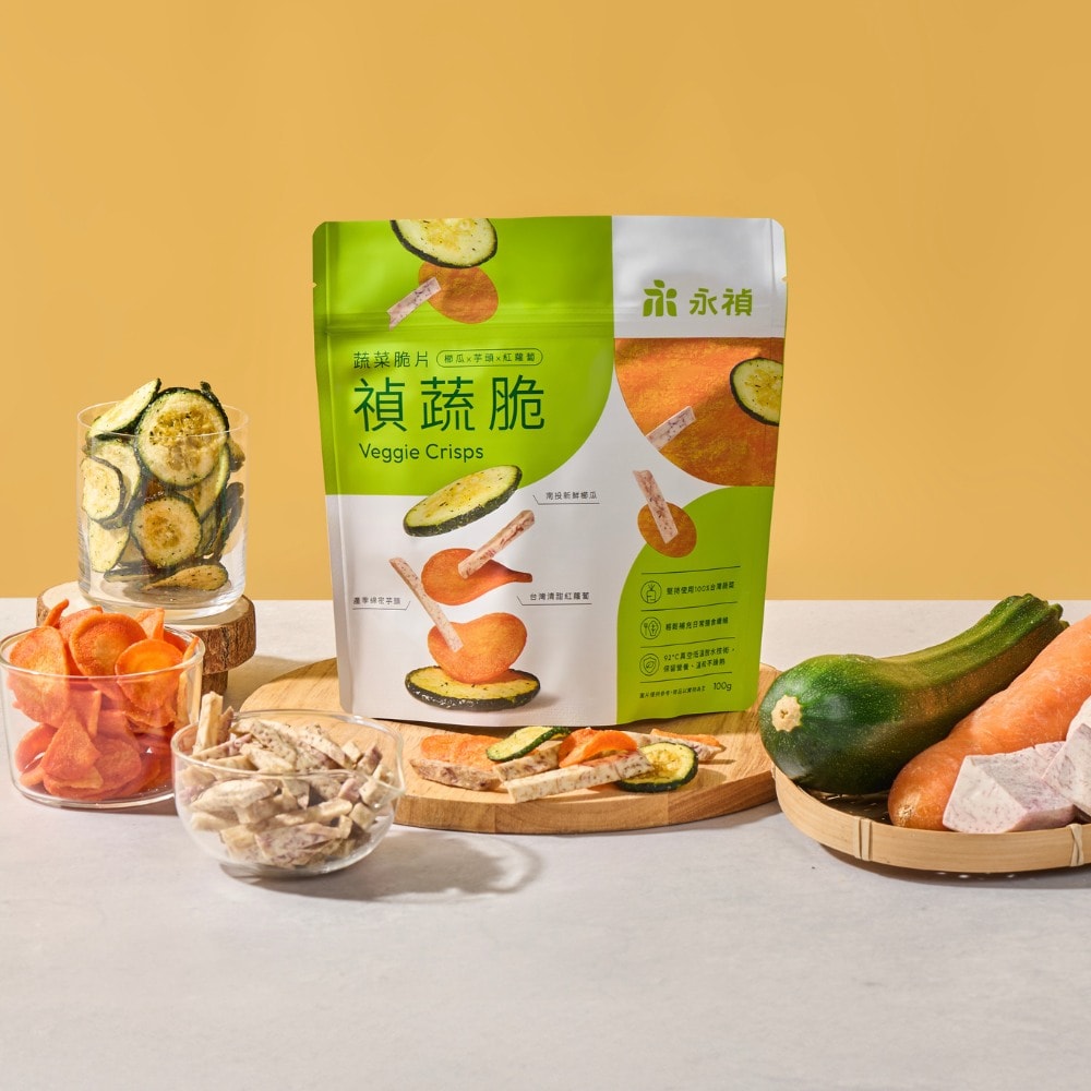 【永禎】禎蔬脆 | 蔬菜脆片 - 櫛瓜/芋頭/紅蘿蔔-3入組-(100g/包)
