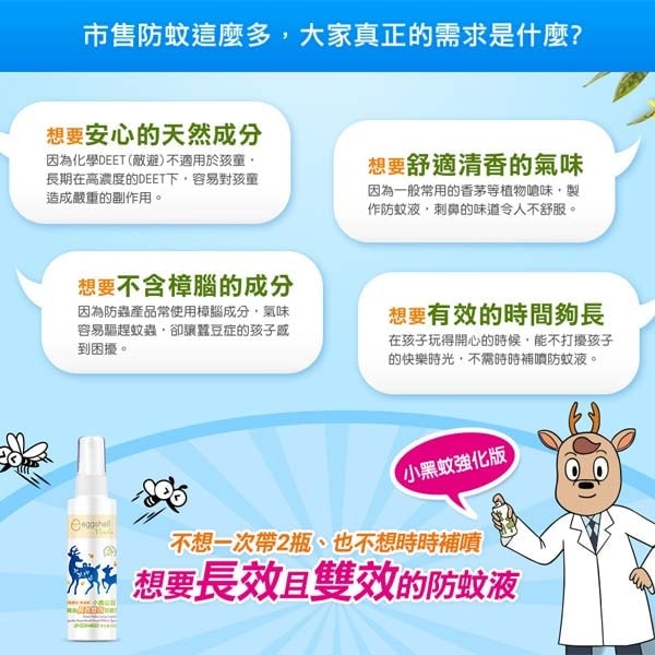 【eggshell 小鹿山丘】有機精油長效雙效防蚊液60g*2入