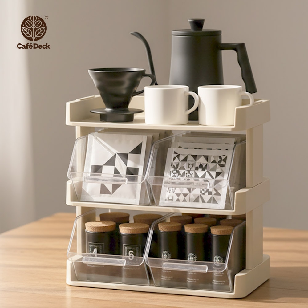 【CafeDeck】咖啡茶包零食整理收納架 奶油白三層