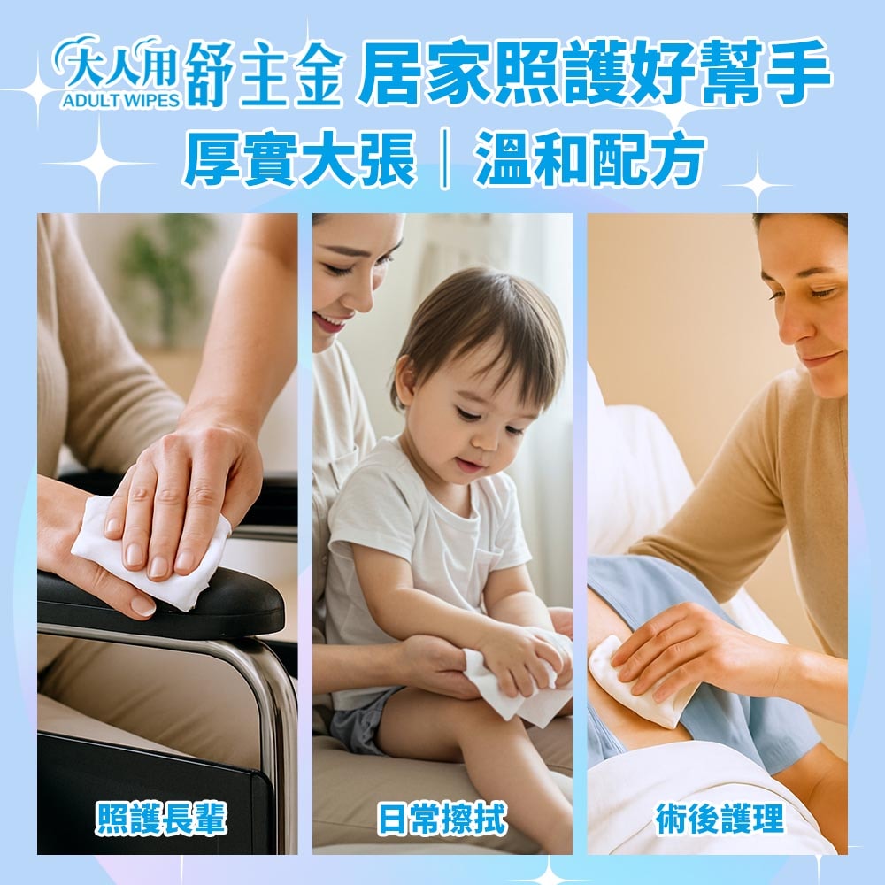 【舒主金】大人用舒主金 濕巾80抽加厚加大加蓋(日常清潔.成人護理適用)*24包
