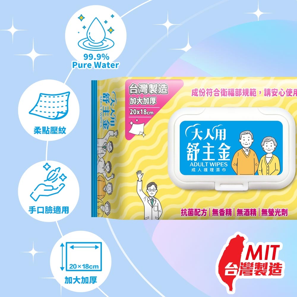 【舒主金】大人用舒主金 濕巾80抽加厚加大加蓋(日常清潔.成人護理適用)*24包
