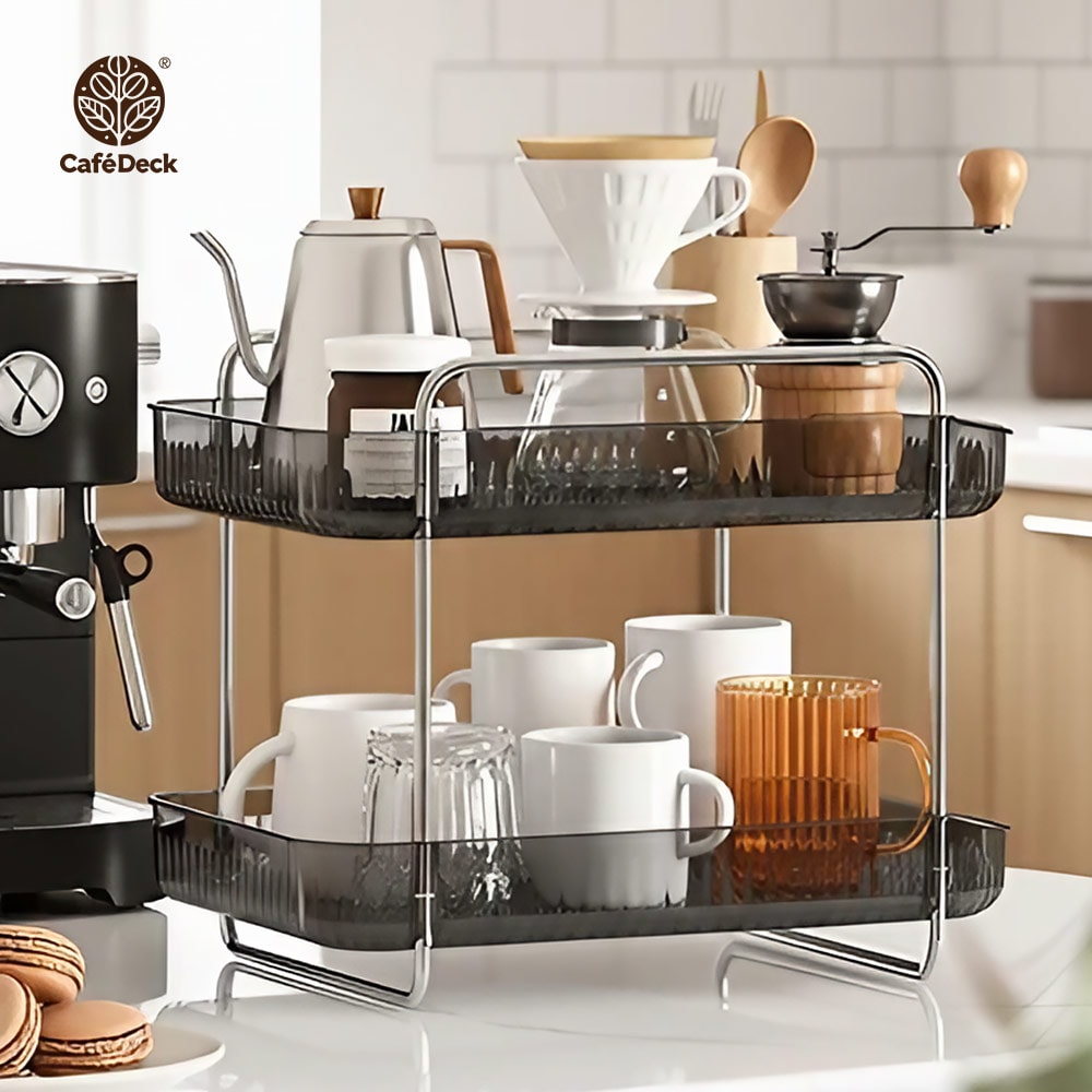 【CafeDeck】雙層瀝水置物架 咖啡器具茶包杯類收納 二色可選