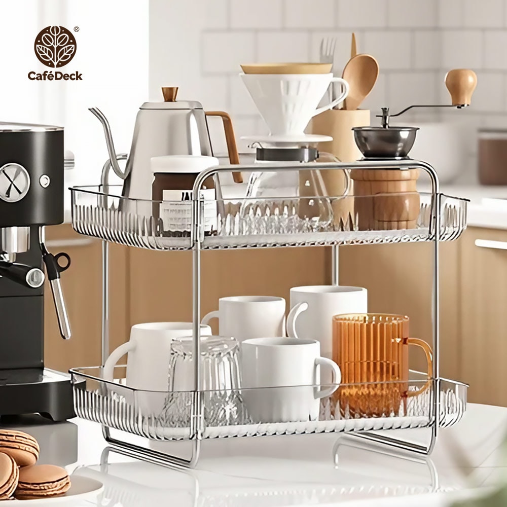 【CafeDeck】雙層瀝水置物架 咖啡器具茶包杯類收納 二色可選