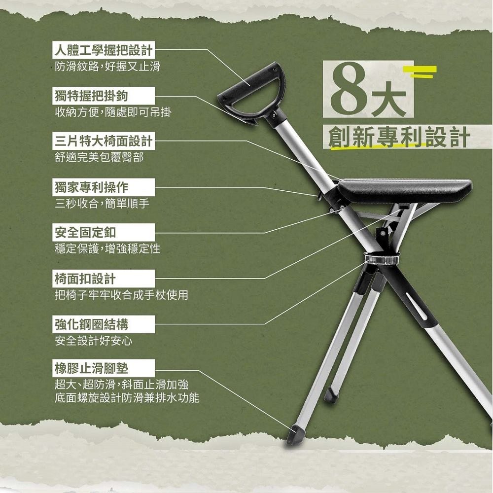 【Ta-Da 泰達】藥局熱賣 ❰免運❱ 泰達隨身椅 全新第二系列自動手杖椅 登山杖釣魚椅 戶外拐杖椅 可折疊座杖 登山助力杖 坐式健走杖