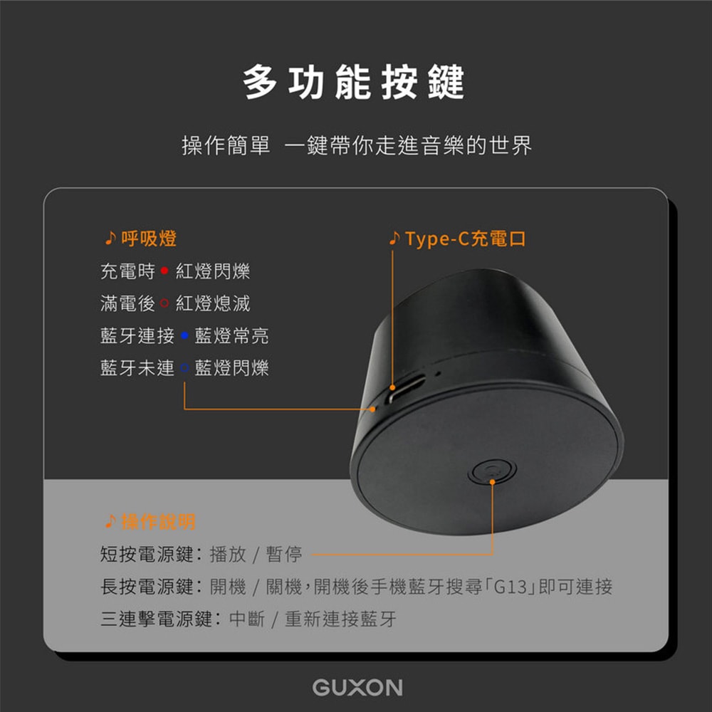 【guxon古尚】聲立方 TWINS磁吸無線藍牙喇叭/藍芽喇叭 G13 可互聯/防潑抗水