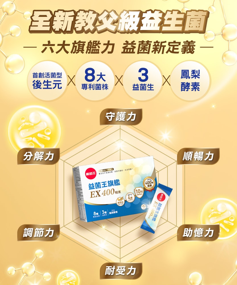 【葡萄王】益菌王旗艦EX 400粉末 2gx30包/盒 (2盒)