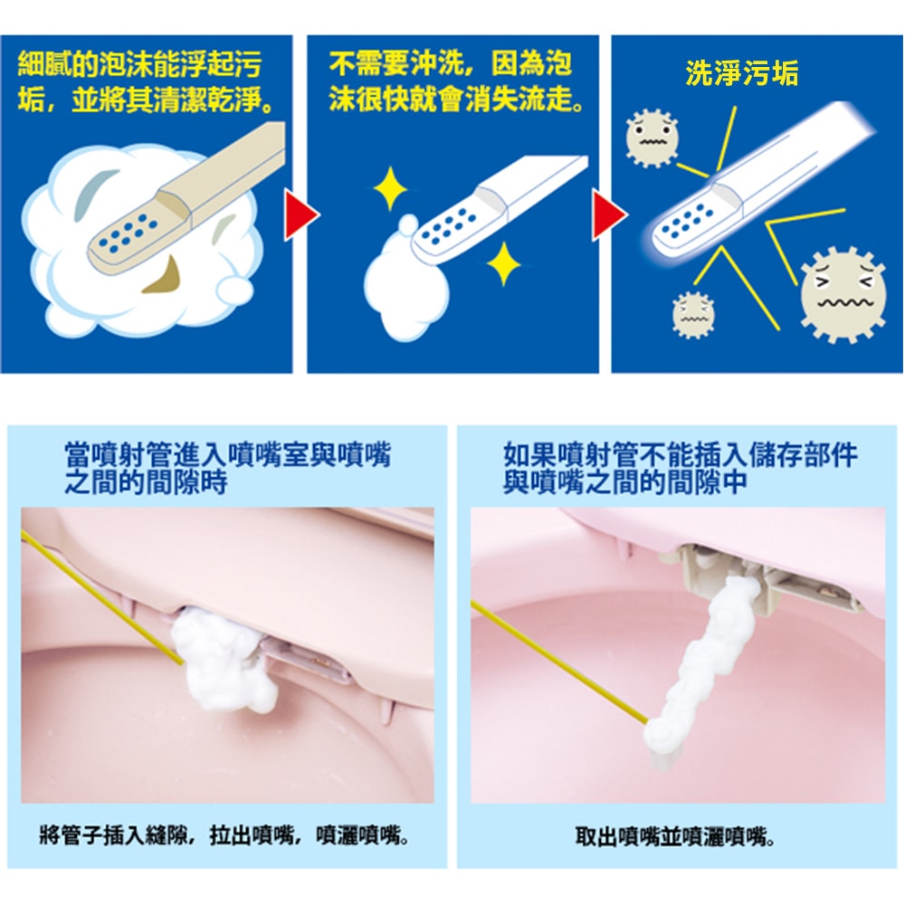 【Aimedia 艾美迪雅】免治馬桶噴嘴泡沫清潔劑200ml/罐(日本製便座噴頭去污泡泡,長噴嘴免沾手洗淨)