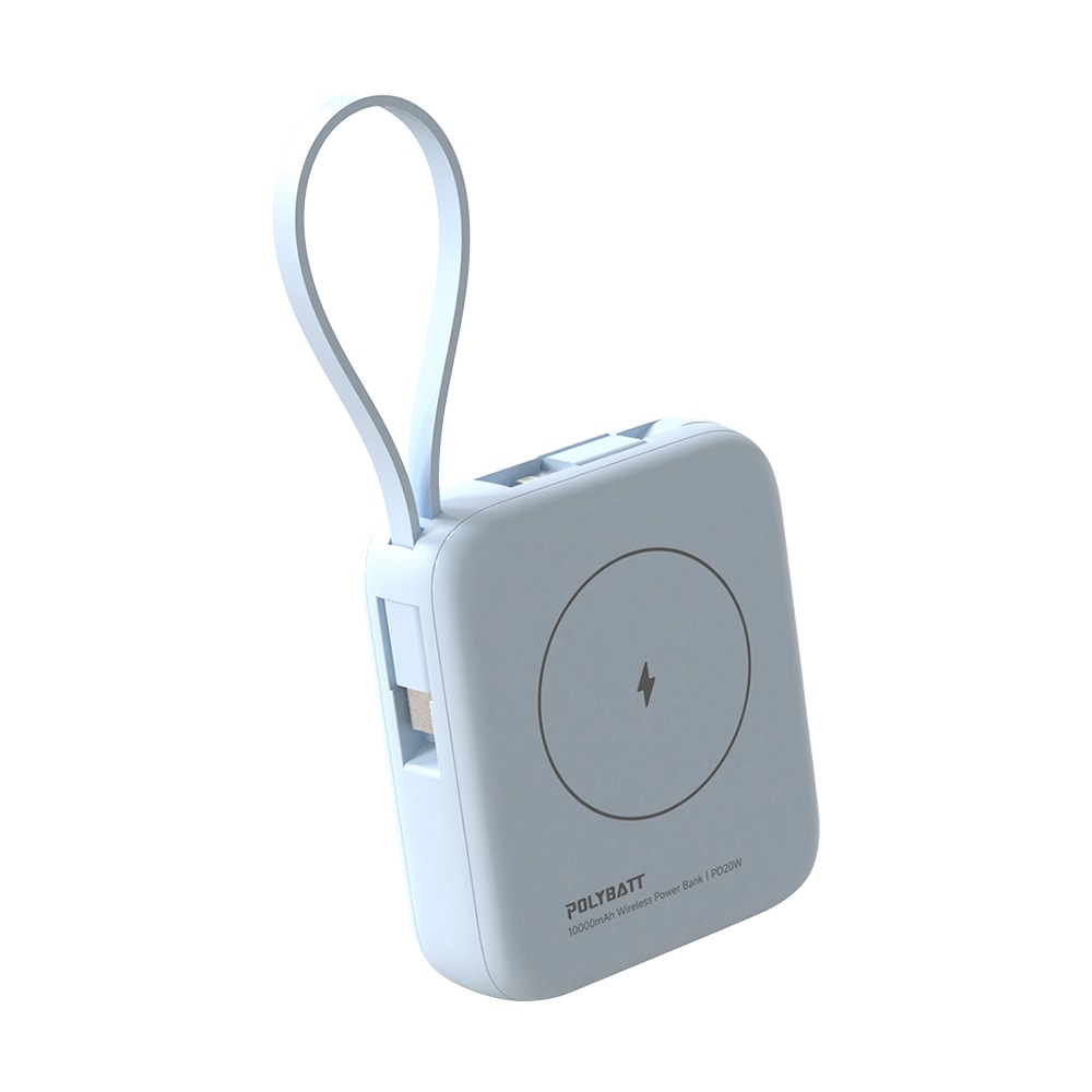 【POLYBATT】10000mAh N52磁吸無線充+自帶雙線 多功能行動電源 雙PD快充/電量顯示/隱形支架