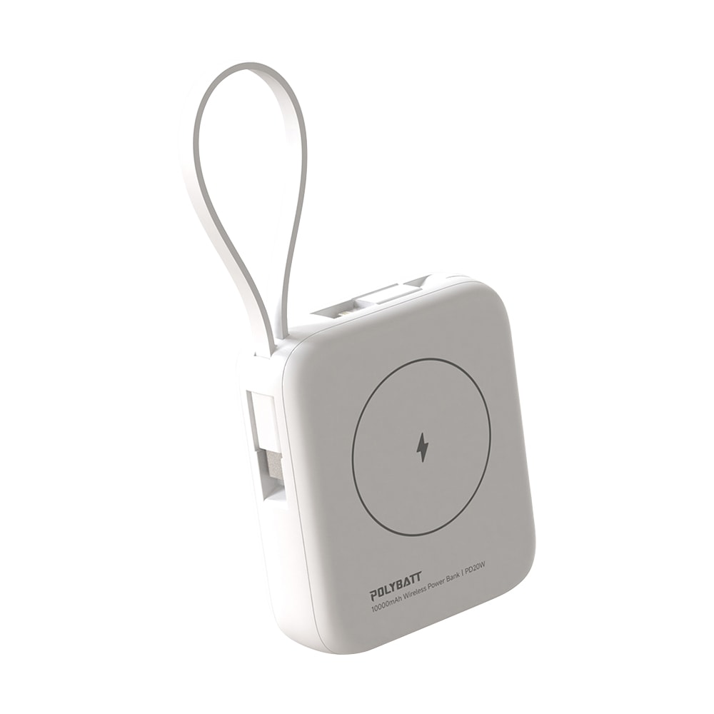 【POLYBATT】10000mAh N52磁吸無線充+自帶雙線 多功能行動電源 雙PD快充/電量顯示/隱形支架