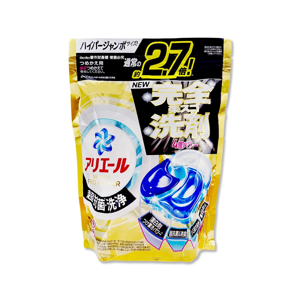 【P&G】Ariel PRO POWER酵素漂白去污強洗淨力洗衣凝膠球24顆/金袋(去漬消臭洗衣球補充包,筒槽防霉洗衣膠囊,直立/滾筒式洗衣機皆適用)