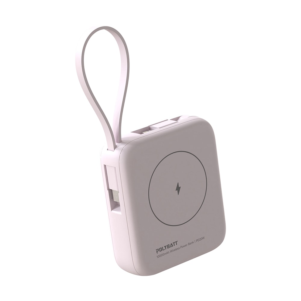 【POLYBATT】10000mAh N52磁吸無線充+自帶雙線 多功能行動電源 雙PD快充/電量顯示/隱形支架