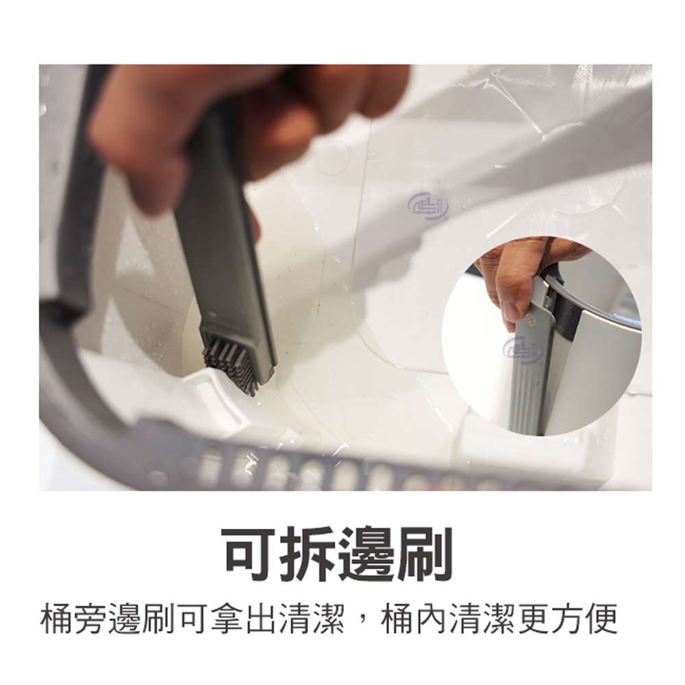 【百鈴】易指神脫手壓旋轉淨汙分離拖把組-1桿1桶5布(拖把/氈黏拖把/淨汙分離水桶/乾濕分離拖把/平板拖把/居家清潔)