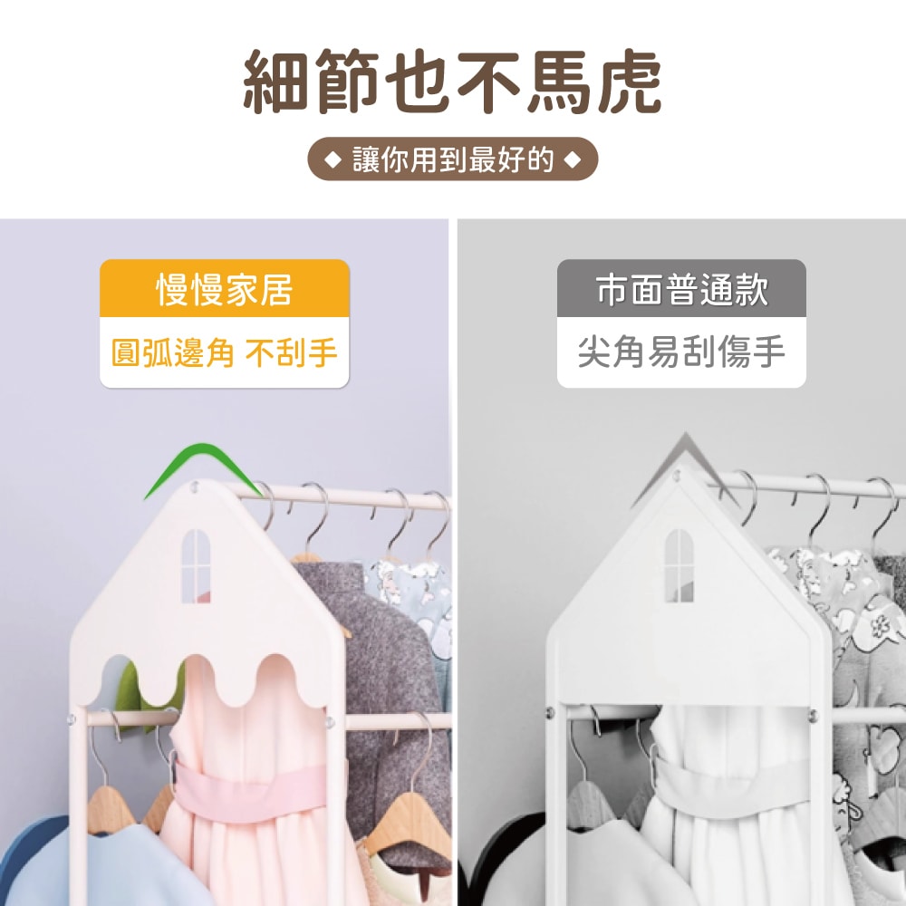 【慢慢家居】可愛屋型兒童掛衣架 鐵藝零甲醛 兒童衣櫃 衣帽架 收納