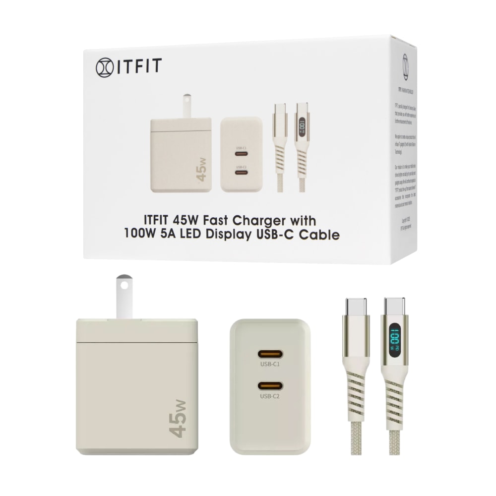 【Samsung 三星】原廠 ITFIT 45W GaN雙孔+100W 5A 雙Type-C 快充組 (ITPW37BE)