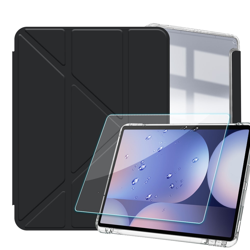 【VXTRA】軍事防摔級 三星 Galaxy Tab A11 / A11 LTE 8.7吋 Y折晶透背蓋立架皮套+9H玻璃貼(合購價)