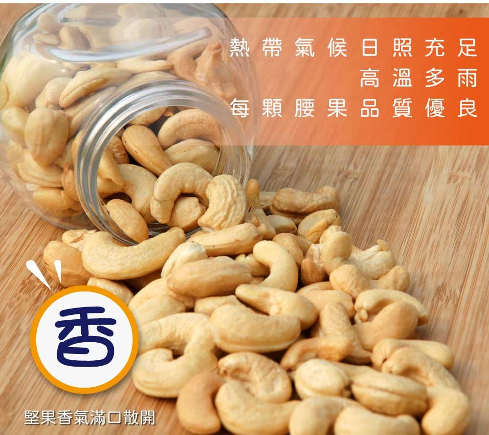 【五桔國際】和風輕甜腰果粒260公克/罐