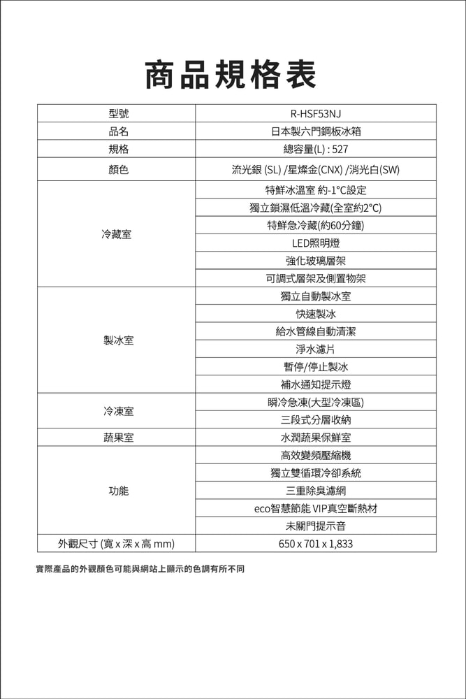 【HITACHI 日立】日立 日本原裝 新髮絲紋鋼板六門冰箱 RHSF53NJ(CNX)