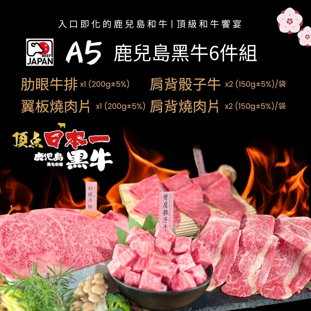 【日本JA全農】頂級嚴選鹿兒島A5黑牛6件組