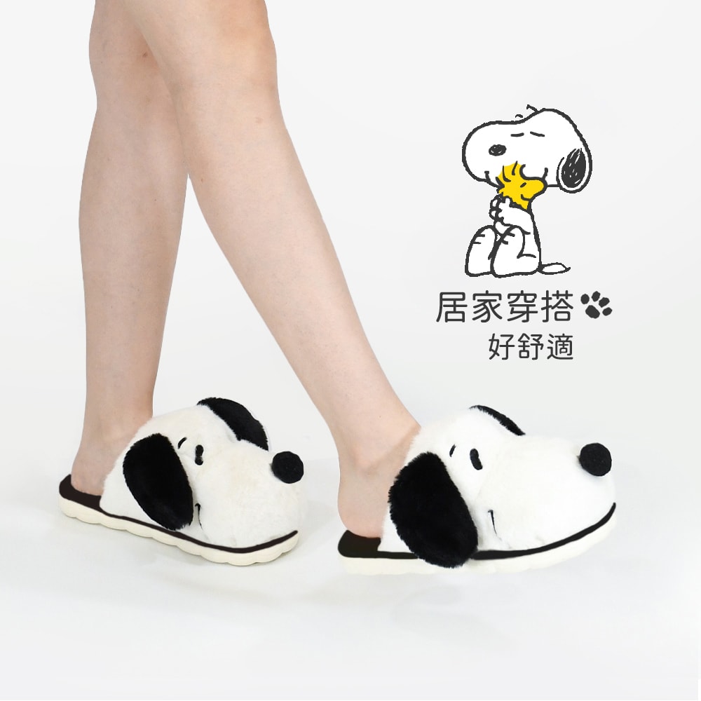 【MORINO 摩力諾】SNOOPY 史努比造型絨毛止滑氣墊拖鞋-史努比 SN931