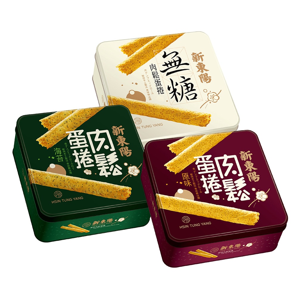 【新東陽】原味/海苔/無糖肉鬆蛋捲禮盒2盒組(贈提袋)