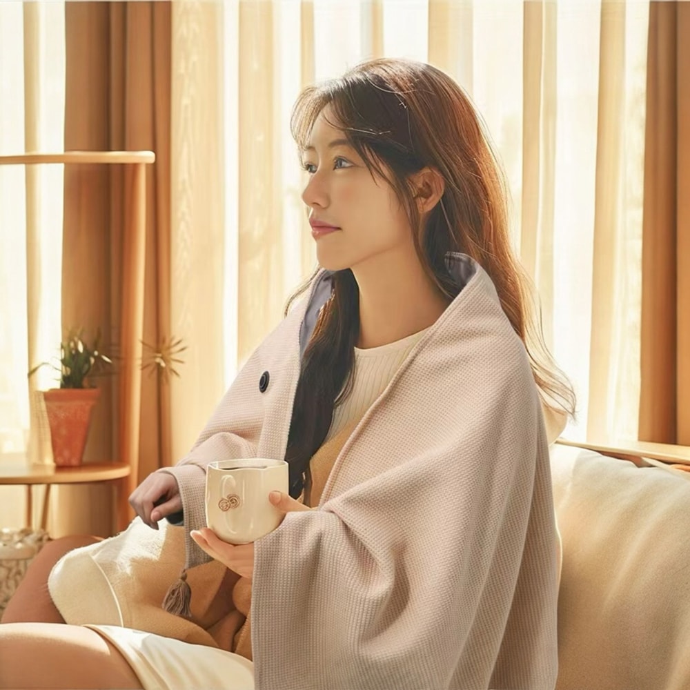 【CY 呈云】【NOVOICE 諾維斯】USB肩披電熱暖身毯(深灰/杏色)