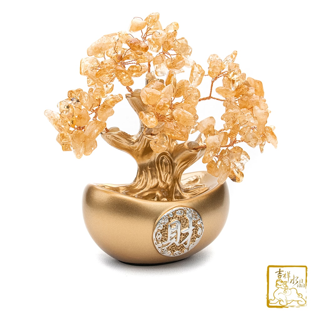 【吉祥水晶】黃水晶小元寶發財樹 210g