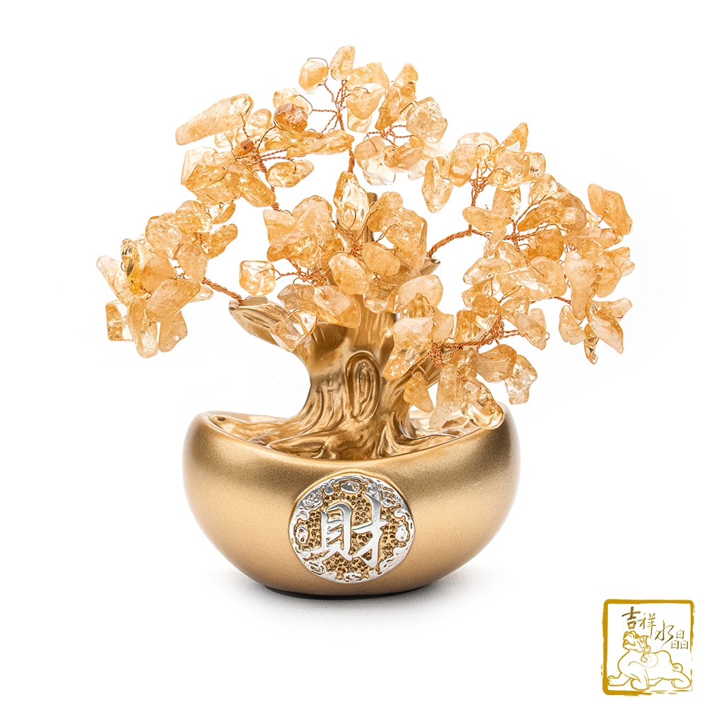 【吉祥水晶】黃水晶小元寶發財樹 210g
