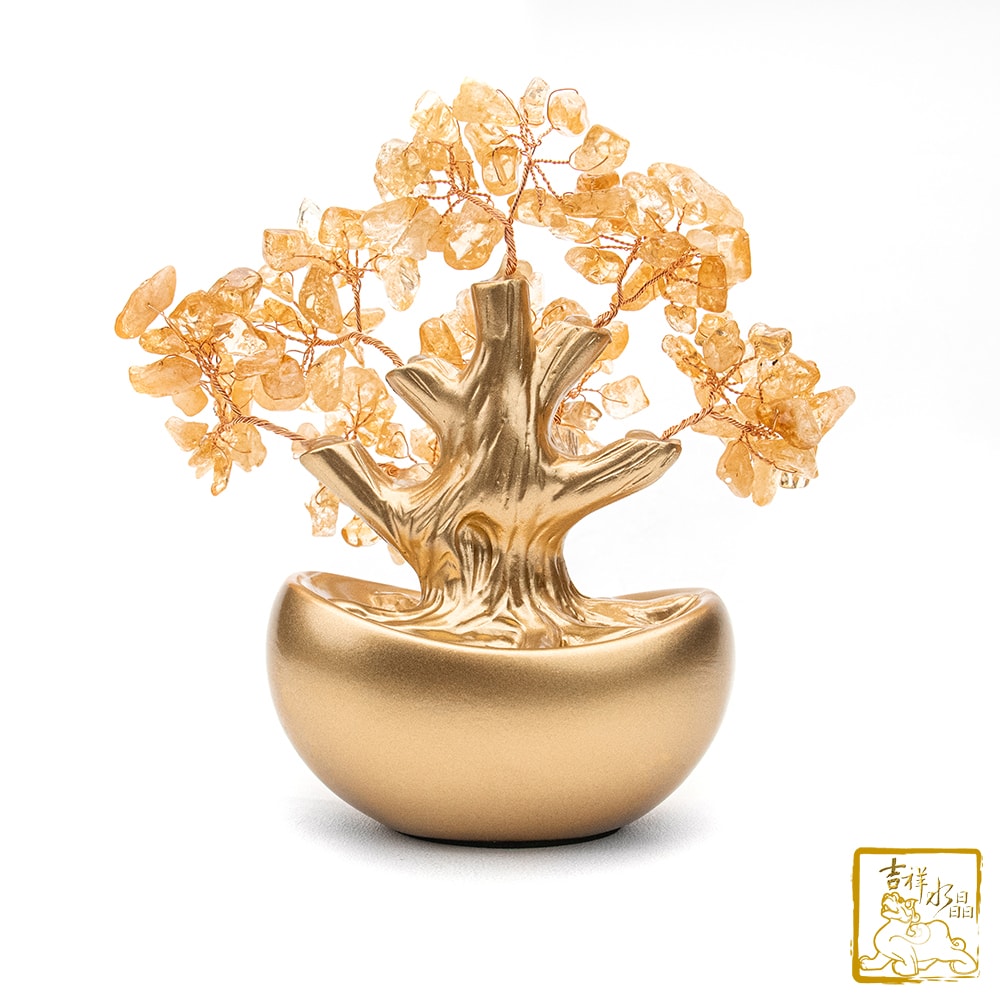 【吉祥水晶】黃水晶小元寶發財樹 210g