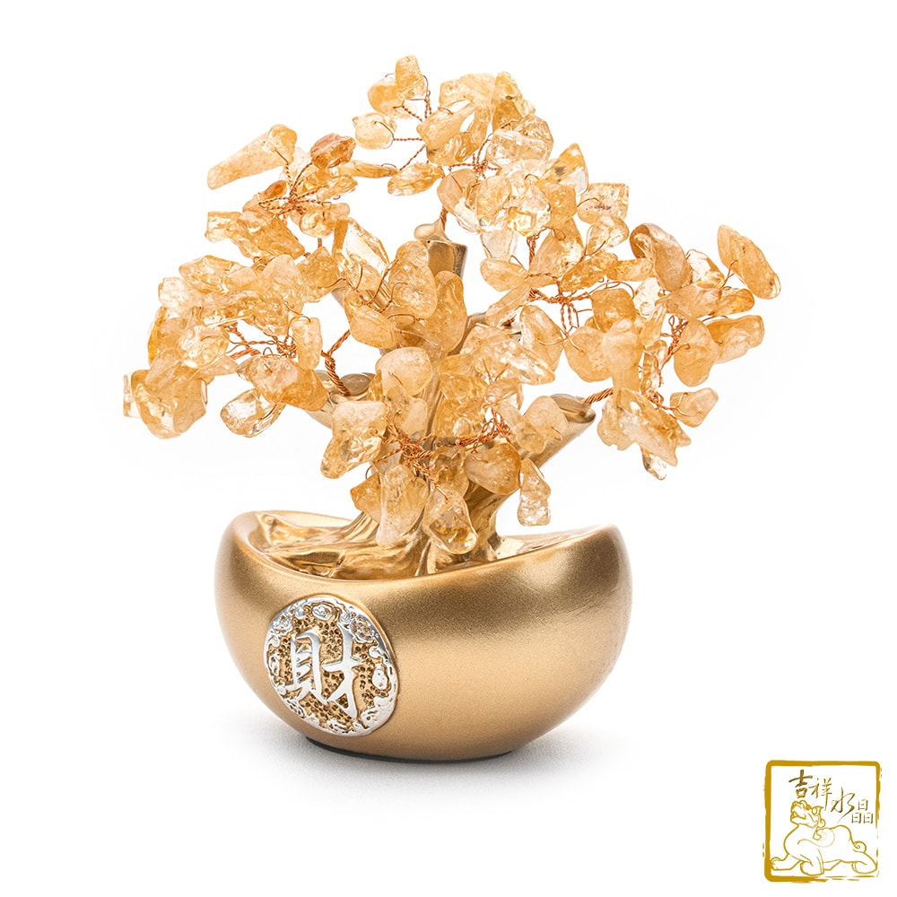 【吉祥水晶】黃水晶小元寶發財樹 210g