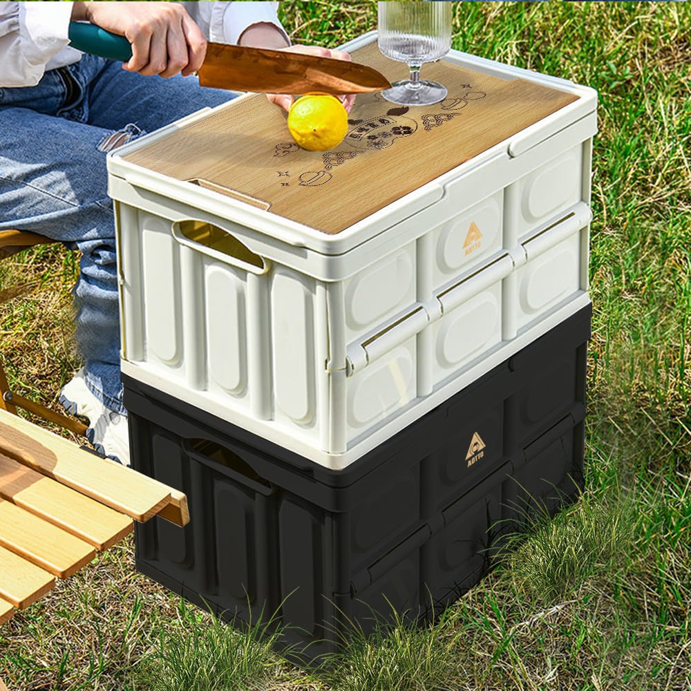 【AOTTO】定製提籃式露營折疊收納箱(露營箱 手提籃 折疊箱 置物箱 車載箱 收納籃)