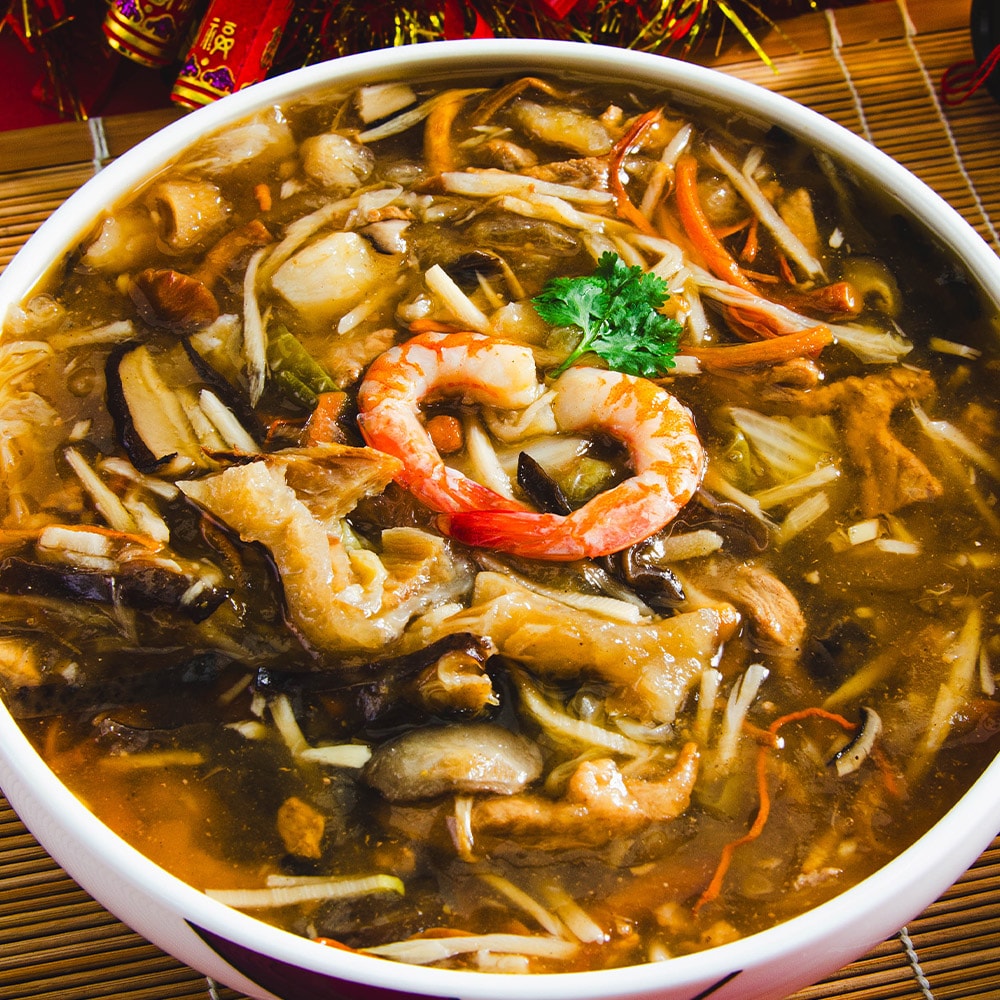 【鮮綠生活】(免運組)三珍佳餚加菜組合(八寶海鮮魚翅羹750g+醬燒鮑魚10顆+冰梅紹興醉蝦10隻)(年菜/年貨)