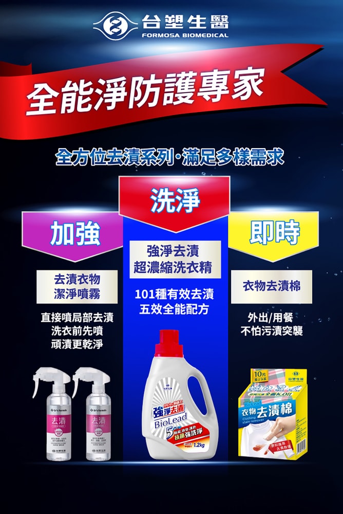 【台塑生醫】BioLead超濃縮強淨去漬洗衣精1.2kg(3瓶入)
