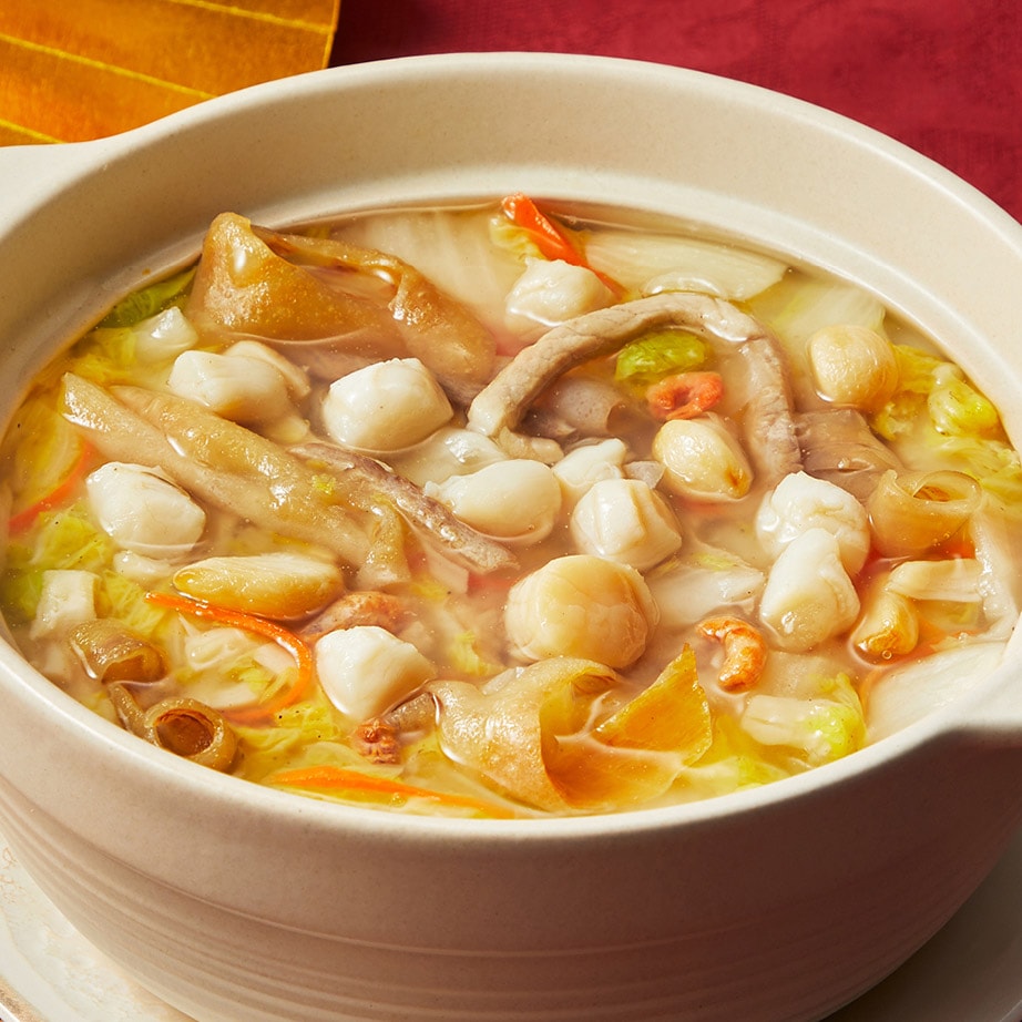 【雙月】年菜6件組(佛跳牆+米糕+筍絲蹄膀+雞湯+干貝白菜滷+鱸魚湯)(年菜/年貨)